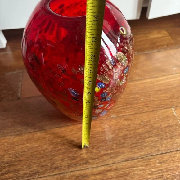 Red and Multi Color Art Glass Vase new - Picture 7 of 7